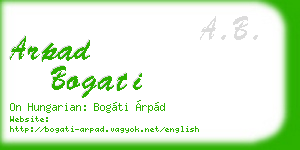 arpad bogati business card